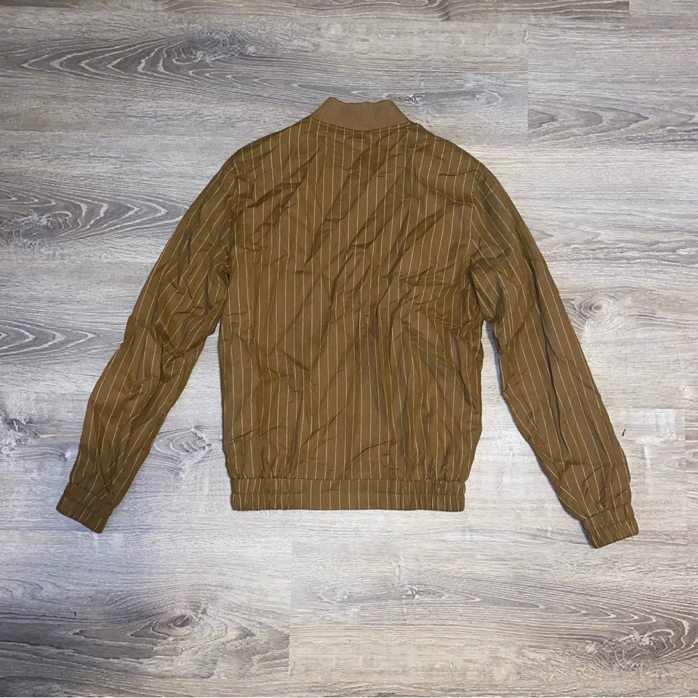 ASOS Bomber Jacket In Brown Stripe - Picture 2 of 4